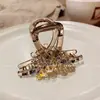 Pinzas de pelo coloridas de cristal estilo coreano, accesorios para el cabello de moda y lujosos para mujer, incluyendo pinzas de tiburón para la parte de atrás de la cabeza y pinzas para el cabello inspiradas en la dopamina