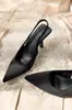 Sandalias de tacón de aguja bajo para mujer 2026, color liso, punta fina, correa trasera, puntera cerrada, tacones altos de moda