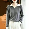 Nuevo Suéter de Punto Pullover Otoño/Invierno 2026 con Cuello de Solapa, Diseño Falso de Dos Piezas, Manga Larga para Mujer, Venta al por Mayor Transfronteriza y Dropshipping