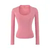 Camiseta Ajustada de Cuello U de Manga Larga Estilo Puro Deseo para Mujer Otoño Nuevo Chica Picante Elástica Ajustada Prendas Exteriores Top Adelgazante Capa Base