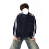 Nueva Sudadera Chaqueta Rayada Retro de Moda para Hombre, Temperamento, Moda, Tendencia, Versátil, para Viajar, Cárdigan, Top de Manga Larga