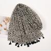 Moda Europea y Americana Algodón Lino Tacto Bufanda Gruesa para Mujer Estampado Leopardo Impreso Decorativo Hecho a Mano Borla Gasa Bufanda Chal para Mujer