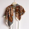 Pañuelo de Seda Diagonal Houndstooth Vintage, Elegante y Versátil Chal con Estampado de Seda Sintética a Prueba de Polvo, Pañuelo para la Cabeza y Bufanda