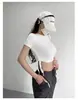Camiseta de Manga Corta con Cordón y Pliegues Estilo 'Hot Girl' para Mujer, Verano, Diseño Adelgazante, Top Corto Sexy para Base