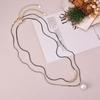 Moda Coreana Elegante Sencillo Doble Capa Perla Redonda Acero de Titanio Collar Cadena de Hueso de Serpiente Cadena de Clavícula Collar de Alta Calidad para Mujer Joyería