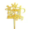 Bandera Decorativa para Pastel de Acrílico Tarjeta de Fiesta Feliz Cumpleaños Enchufe Decoración Creativa para Pastel Paquete de 10