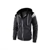Sudadera con capucha y cremallera para hombre 2024, diseño color block primavera/otoño, forro polar, chaqueta abierta, estilo workwear