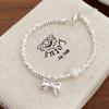 Pulseira de Pérola Natural com Laço de Design de Nicho Estilo Coreano Moda Feminina Simples Elegante Combina com Tudo Pulseira Sofisticada Tendência