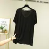 2022 nuevo verano holgado cuello en V moderno adelgazante encaje camiseta mujer manga corta modal camiseta interior top