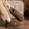 Novos Sapatos de Algodão com Solado Grosso e Salto Traseiro para Mulheres 2026, Uso Externo Outono/Inverno, Aconchego de Pelúcia, Pantufas de Algodão Antiderrapantes para Casais
