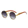 Gafas de Sol Decorativas de Doble Puente con Cabeza de Leopardo Estilo Nuevo Clásico Retro Transfronterizas para Hombres Gafas de Sol Redondas de Metal para Conducir