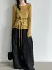 Conjunto de dos piezas de punto de lana estilo coreano Luxi con corbata, manga larga para mujer, otoño 2026, tejido de diseñador ss1039