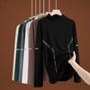 Camiseta de Terciopelo Doble Cara de Cuello Alto y Manga Larga para Otoño e Invierno, Ajustada, Casual, Camiseta Básica para Hombre y Mujer, Cuello Solapa, Engrosada, Top Cálido