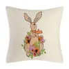 Almofada Lombar de Primavera Amazon com Padrão de Coelho e Floral, Almofada Decorativa de Lançar Estilo Americano em Linho, Fresca de Primavera, Personalizável