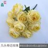 Rosa redonda de nueve cabezas rosa rizada de nueve cabezas decoración floral para fila de lugar de boda flor falsa paisaje de área de bienvenida flor de simulación