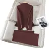 Venta al por mayor transfronteriza de conjunto de chaqueta de traje de negocios de manga larga con cuello en V marrón y pantalones de pierna ancha para mujer de otoño e invierno