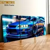 Pintura 3D Mural de Carro Pintura para Pendurar Fábrica de Origem Cartaz Pintura Decorativa Núcleo de Pintura em Tela com Moldura de Madeira de Pinus
