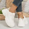 Zapatos de Padre Transfronterizos de Comercio Exterior Malla Transpirable Otoñales Zapatos Blancos Suela Gruesa que Aumentan la Altura Zapatos Casuales Talla Grande Zapatos Deportivos para Mujer