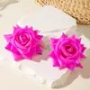 Brincos de Flor Rosa Simulada Transfronteiriços Europeus e Americanos, Brincos de Flor Dopamina de Poliéster Modernos e Elegantes