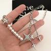 Collar de Suéter Estrella para Cuatro Hombres con Puntada de Perla para Mujer Dulce Cool Spice Girls Celebrante de Internet Accesorios Diseño de Nicho Sentido Avanzado Cadena para Clavícula