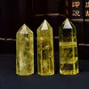 Prisma Hexagonal de Punta Única de Cristal Amarillo, Prisma Hexagonal Pulido en Bruto de Cristal Amarillo, Adorno de Columna de Cristal Amarillo, Directo del Fabricante