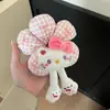 Scrunchie Lindo de Dibujos Animados con Flores y Lunares para Mujer con un Toque de Lujo, Accesorio para el Cabello Resistente para Peinados de Moño