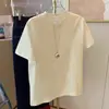 Camiseta Azul Lago para Mulheres, Manga Curta, Caimento Solto, Ombro Normal, Novo Estilo de Verão 2026, Simples e Versátil, Reduz a Idade, Top Emagrecedor