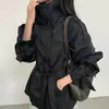 Gabardina corta de alta gama vintage para mujer, con cuello alto, doble botonadura y cordones, de Dongdaemun, Corea