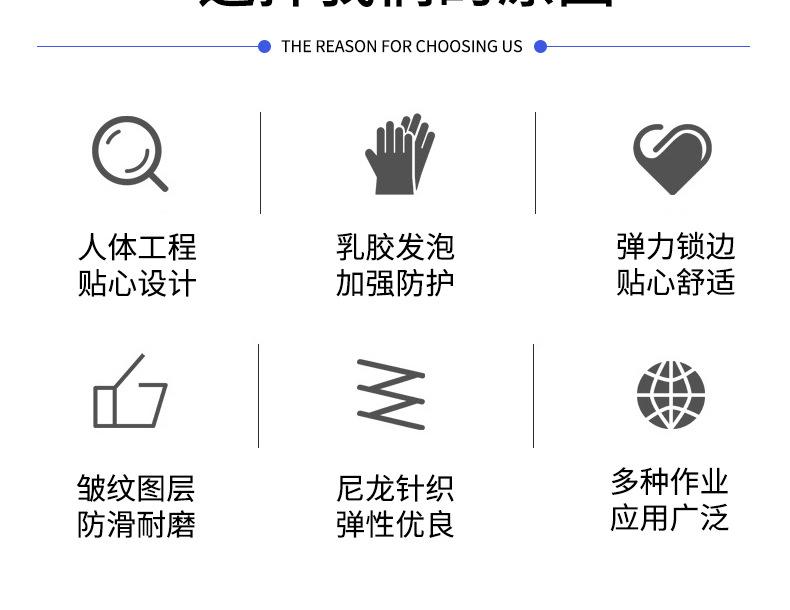 橡胶发泡皱纹13针尼龙劳保手套防滑耐磨透气挂胶浸胶