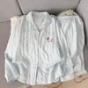 Pijama de Algodón Nube Wan Nian Ge para Mujer Otoño e Invierno Bordado de Dibujos Animados Cuello Solapa Manga Larga Se Puede Usar Fuera de Casa Conjunto