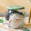 Cubo de Almacenamiento Transparente para Juguetes de Muñecas Plástico PP Sala de Estar Organizador Simple Tubo Taburete de Almacenamiento para Juguetes de Peluche con Tapa