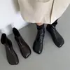 Botas de Temporada Primer Encuentro Martin para Mujer 2026 Otoño/Invierno Nuevas Mango Punta Cuadrada Piel Suave Elásticas Ajustadas Estilo Francés Botines Planos Cortos