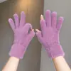 Guantes de invierno con dos dedos expuestos, cálidos, compatibles con pantalla táctil, forrados de felpa, de medio dedo, estilo coreano lindo, de felpa, resistentes al frío, sin dedos, estilo estudiante