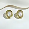 Brincos Redondos Geométricos de Pérola Elegantes Retrô Franceses, Brincos de Prata com Agulha de Luxo Leve e de Nicho de Alta Qualidade, Brincos de Moda Feminina