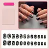 Arte de Uñas Puntas de Uñas Uñas Portátiles Transfronterizas para Hombres, Removibles, de Gran Venta Estilo Punk Negro Estrella y Luna Patrón Uñas Postizas