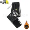 Pantalones de Chándal Gruesos Calientes Forrados de Polar Nuevos Invierno Tres Rayas Pierna Recta Puños Moda Casual Deportivos Unisex