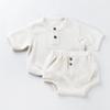 Fábrica direta masculino e feminino bebê 1-3 anos de idade roupas infantis atacado bebê manga curta calças PP calças triângulo shorts conjunto de 2 peças