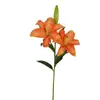Fábrica de Origen Productos de Calidad Transfronterizos Flores Artificiales Lirio Fragante de Tres Cabezas Boda Hotel Jardín Decoración Flores Falsas Venta al por Mayor