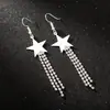 Pendientes largos de estrella modernos y sexys, pendientes de botón de nuevo estilo para mujer, pendientes colgantes elegantes y minimalistas de cinco estrellas, E536