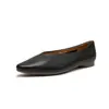 Sapatos casuais de temperamento simples para avós, bico fino, sapatilhas de couro de vaqueta de camada superior, slip-on, bico raso retrô, sapatos de um só tom para mulheres