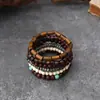 Pulseiras Artesanais com Contas Mais Vendidas na Amazon Transfronteiriça para Homens, Moda Retrô Turquesa Pulseira de Cinco Peças Casca de Coco