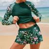 Traje de Baño de Dos Piezas Bikini Conservador para Mujer de Manga Larga con Estampado Digital Nuevo 2025 Europeo y Americano de Comercio Exterior Transfronterizo