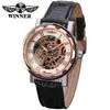 T-Winner/Victor 8008 Correa de Cuero Hueco Reloj Mecánico Resistente al Agua Casual Reloj de Pulsera de Cuero Reloj Mecánico de Comercio Exterior