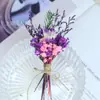 Mini Flores Naturais Transfronteiriças Estilo Floresta de 12cm, Flores Secas, Flores Preservadas, Mini Corsage, Lapela de Casamento, Flor para Porta de Carro