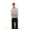 Camisa Unisex Casual de Manga Larga a Rayas con Tapeta con Cremallera Estilo Campus Americano Marca de Moda Ouswe Rc97