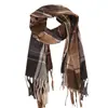 Elegante de Moda Pegatina Bufanda de Cuadros Pequeños con Borlas Otoño e Invierno Estilo Ins Versátil Larga Cálida Chal Doble Uso Moderno
