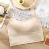 Camisola de seda gelada sem costura de verão, linda camisola com costas envolvidas no peito, peça única, costas em U, sem anel de aço, roupa íntima respirável sem alças para mulheres