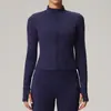 Lulu estilo similar cierre cremallera ajustado manga larga chaqueta yoga mujer correr ropa fitness secado rápido transpirable top deportivo chaqueta