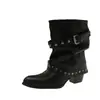 Estilo Punk~Punta Fina Hebilla de Cinturón Tachonada Botines Cortos para Mujer Otoño 2026 Nuevas Botas Vaqueras Western de Tacón Grueso