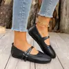 Comercio Electrónico Transfronterizo Otoño 2026 Zapatos Mary Jane de Doble Hebilla para Mujer Punta Redonda Piel Suave Planos Zapatos de una Sola Suela Corte Bajo Francés Versátil